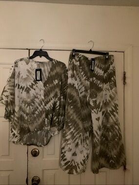 bryn Walker Olive Tie-Dye Wide Leg Pants